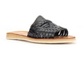 Huarache Peep-Toe Slide – Black | Woven Slide Sandal | Artisanal Summer Style