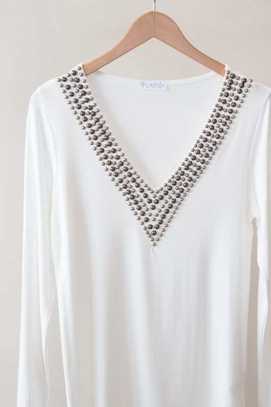 Playera  V Neck Blanca