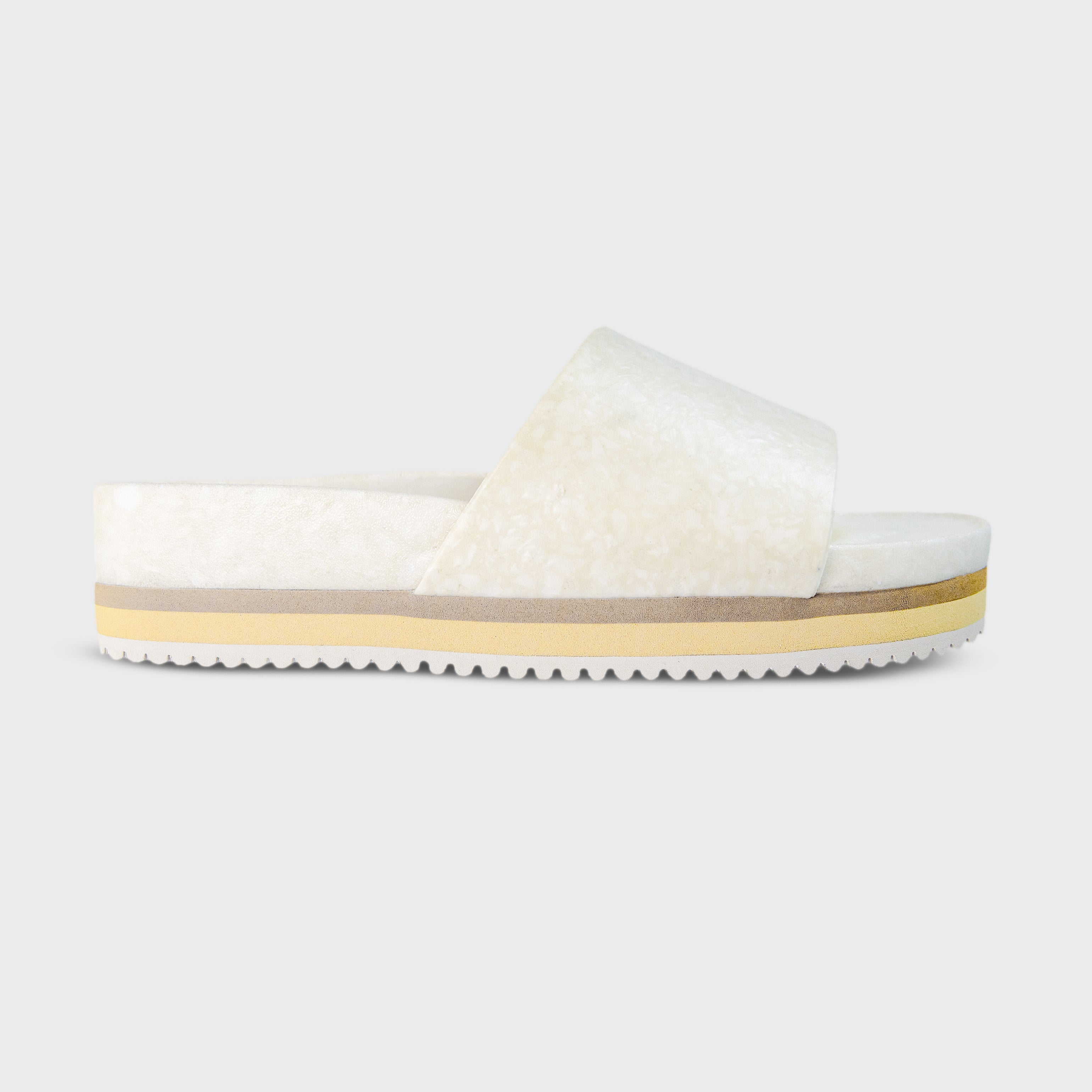 East Beach Slide Platform – Chamois | Elevated Cushioned Slide Sandal | Coastal Style