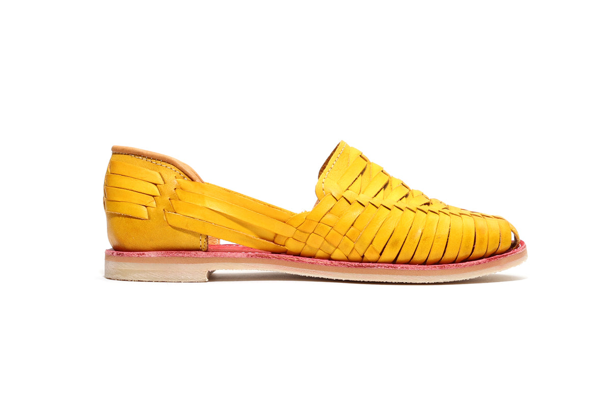 Cross Woven Huarache Sandal – Mango | Handcrafted Woven Sandal | Vibrant Summer Style
